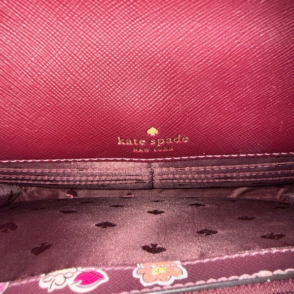 Kate Spade Tinsel Frosted Deep Berry Floral Flap Crossbody Clutch bag - Picture 8 of 16